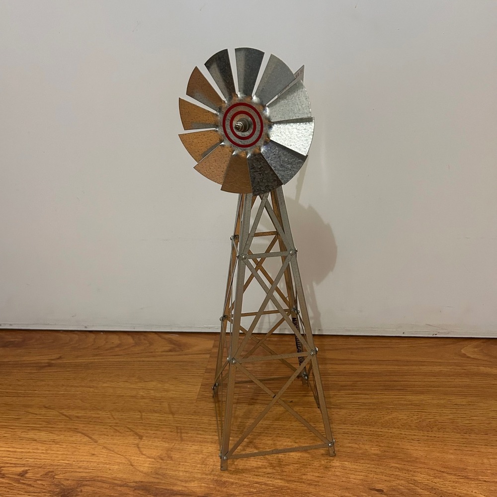 Vtg Aero Mfg Co Model 12-B Miniature Windmill 17" Galvanized Metal Farm Decoro